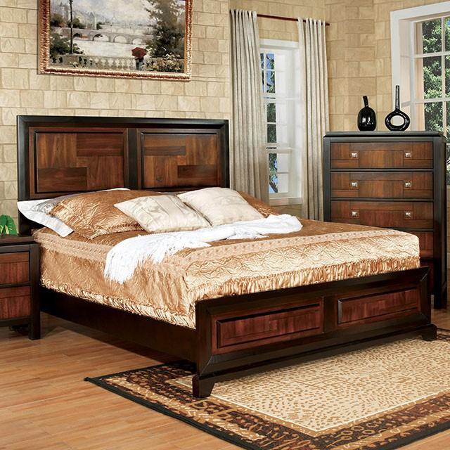 Patra Acacia/Walnut Queen Bed - Furniture Center (NY)
