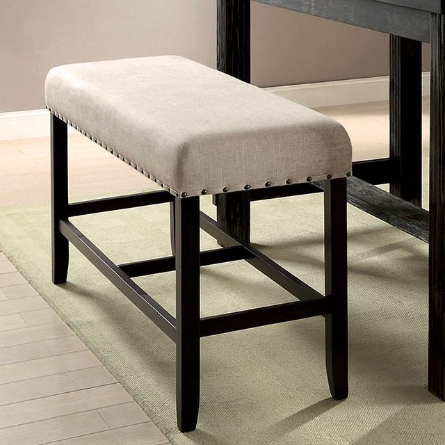 SANIA II Antique Black/Beige Counter Ht. Bench - Furniture Center (NY)