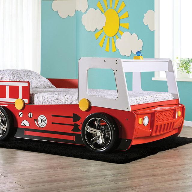 FIERSTALL Twin Bed, Red - Furniture Center (NY)