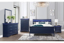CHARLIE BLUE QUEEN BED WITH LED, DRESSER, MIRROR, NIGHTSTAND - Furniture Center (NY)