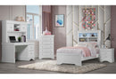 POMPEI METALLIC WHITE BOOKCASE TWIN BED WITH LED - Furniture Center (NY)