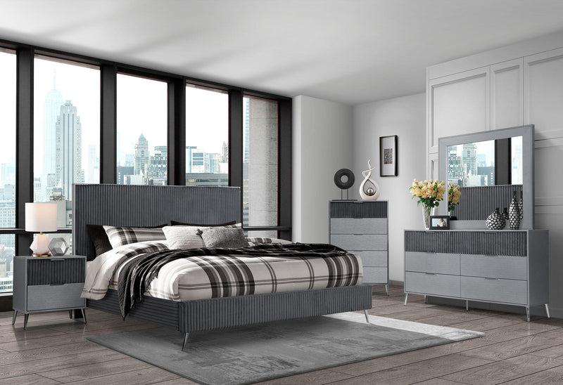 ENZO DARK GREY QUEEN BED GROUP - Furniture Center (NY)