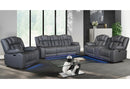 U7068 GREY 10 POWER RECLINING SOFA/POWER CONSOLE RECLINING LOVESEAT WITH LED - Furniture Center (NY)