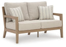 Hallow Creek Outdoor Loveseat with Cushion - Furniture Center (NY)