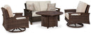 Paradise Trail Outdoor Loveseat, Lounge Chairs and Fire Pit Table - Furniture Center (NY)