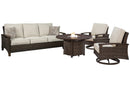 Paradise Trail Outdoor Sofa, Lounge Chairs and Fire Pit Table - Furniture Center (NY)