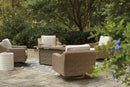 Beachcroft Beachcroft Fire Pit Table with Four Nuvella Swivel Lounge Chairs - Furniture Center (NY)