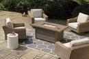 Beachcroft Beachcroft Fire Pit Table with Four Nuvella Swivel Lounge Chairs - Furniture Center (NY)