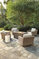 Beachcroft Beachcroft Fire Pit Table with Four Nuvella Swivel Lounge Chairs - Furniture Center (NY)