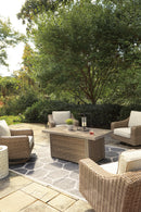 Beachcroft Beachcroft Fire Pit Table with Four Nuvella Swivel Lounge Chairs - Furniture Center (NY)