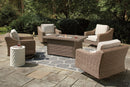 Beachcroft Beachcroft Fire Pit Table with Four Nuvella Swivel Lounge Chairs - Furniture Center (NY)