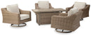 Beachcroft Beachcroft Fire Pit Table with Four Nuvella Swivel Lounge Chairs - Furniture Center (NY)