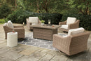 Beachcroft Beachcroft Fire Pit Table with Four Nuvella Swivel Lounge Chairs - Furniture Center (NY)