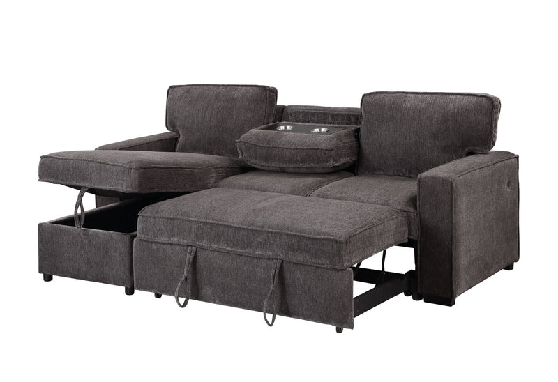 U0203 Dark Grey Reversible Pull Out Sofa Bed - Furniture Center (NY)