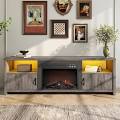 White TV Console with LED Fireplace