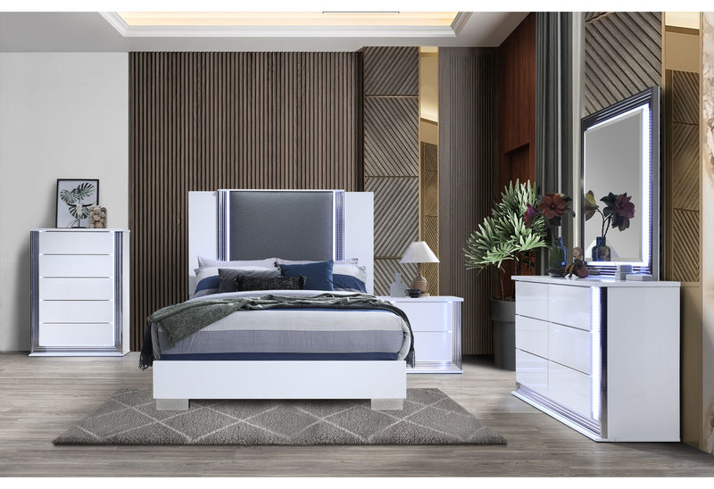 Ylime Smooth White Queen Bed Group - Furniture Center (NY)