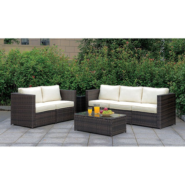 Ilona Brown/Beige Ottoman - Furniture Center (NY)
