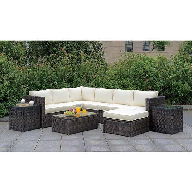 Ilona Brown/Beige Ottoman - Furniture Center (NY)