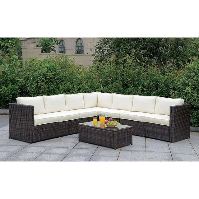 Ilona Brown/Beige Ottoman - Furniture Center (NY)