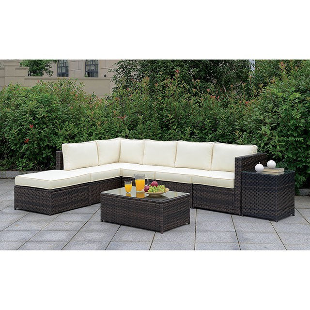Ilona Brown/Beige Ottoman - Furniture Center (NY)
