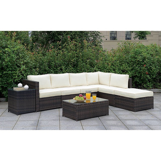 Ilona Brown/Beige Ottoman - Furniture Center (NY)
