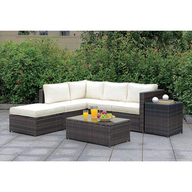 Ilona Brown/Beige Ottoman - Furniture Center (NY)