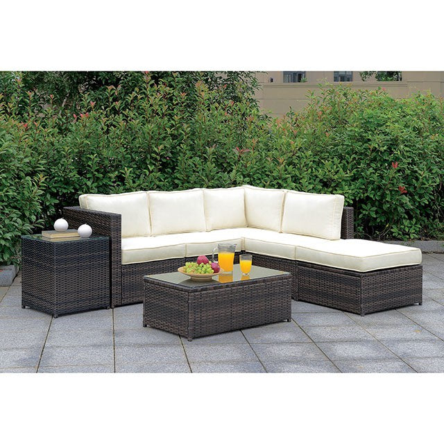 Ilona Brown/Beige Ottoman - Furniture Center (NY)