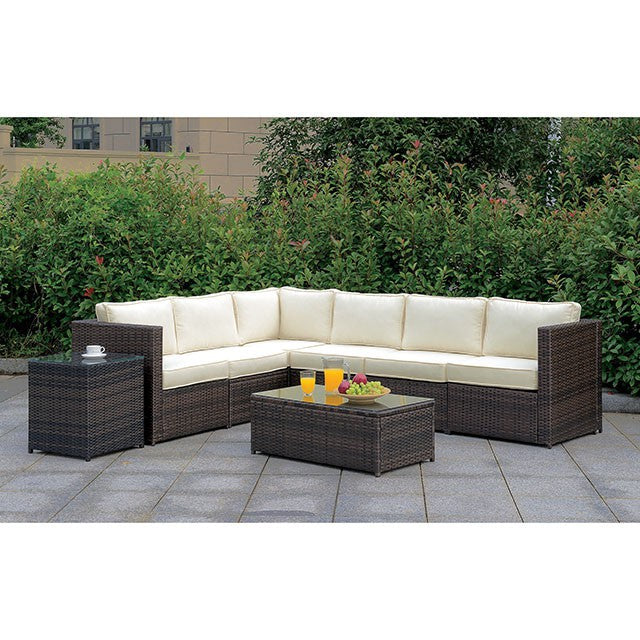 Ilona Brown/Beige Ottoman - Furniture Center (NY)