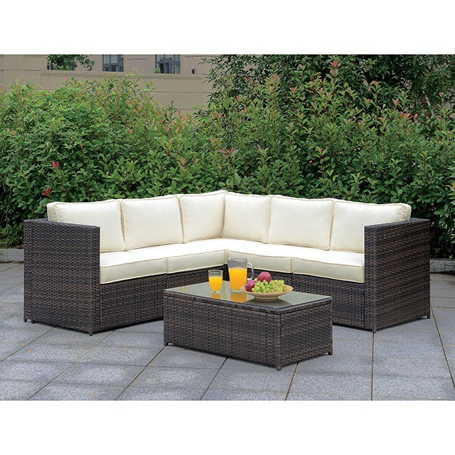 Ilona Brown/Beige Ottoman - Furniture Center (NY)