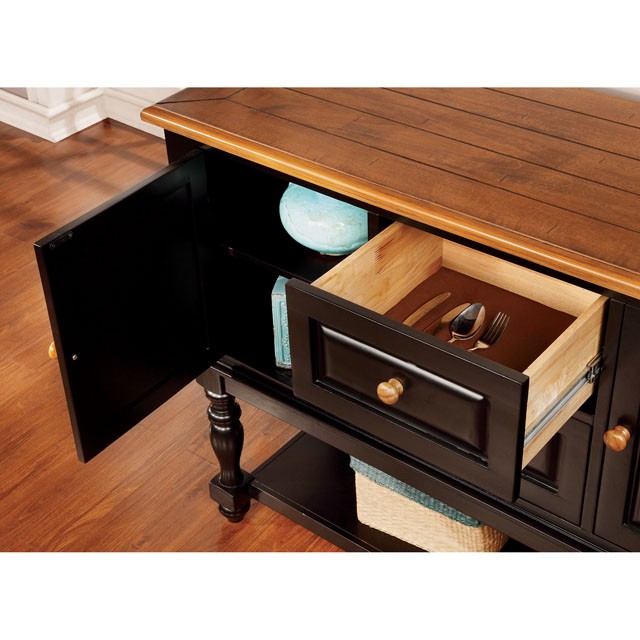 MAYVILLE Black/Antique Oak Server - Furniture Center (NY)
