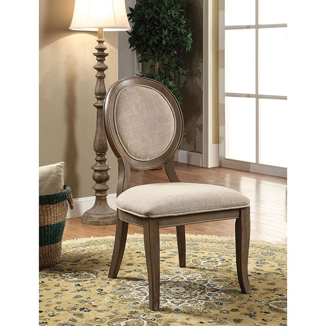 Kathryn Rustic Dark Oak/Beige Side Chair (2/CTN) - Furniture Center (NY)