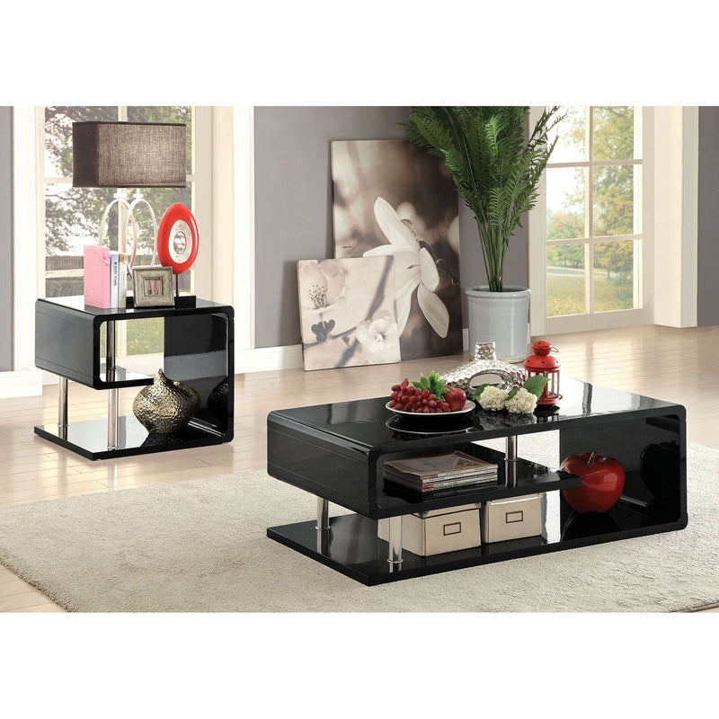 Ninove Black/Chrome End Table - Furniture Center (NY)