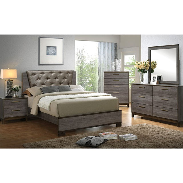 MANVEL Two-Tone Antique Gray Mirror - Furniture Center (NY)