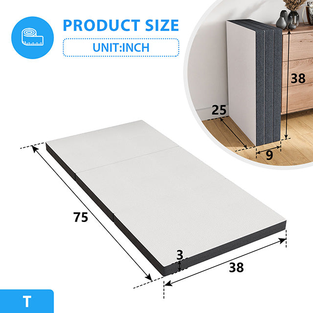 Hollyhock 3" Twin Tri-Fold Memory Foam Topper - Furniture Center (NY)
