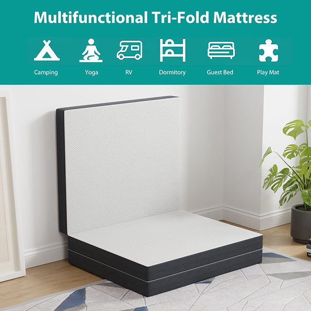 Hollyhock 4" Queen Tri-Fold Memory Foam Topper - Furniture Center (NY)