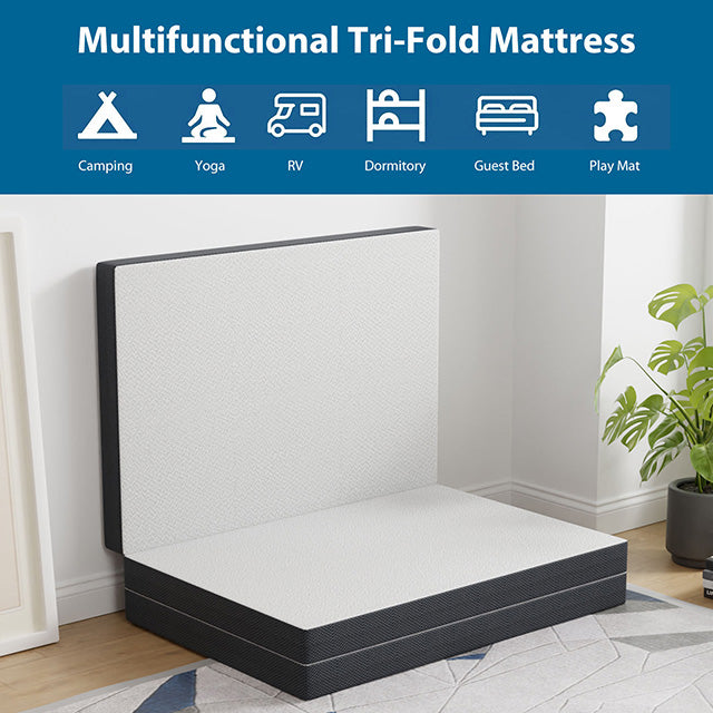 Hollyhock 4" Twin XL Tri-Fold Memory Foam Topper - Furniture Center (NY)