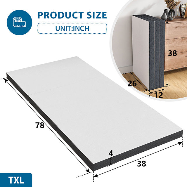 Hollyhock 4" Twin XL Tri-Fold Memory Foam Topper - Furniture Center (NY)