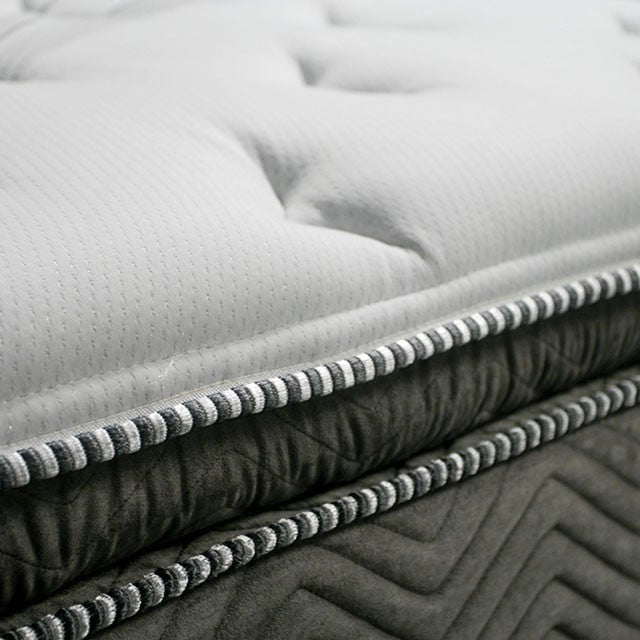 STORMIN White/Gray 13" Euro Pillow Top Mattress, Cal.King - Furniture Center (NY)