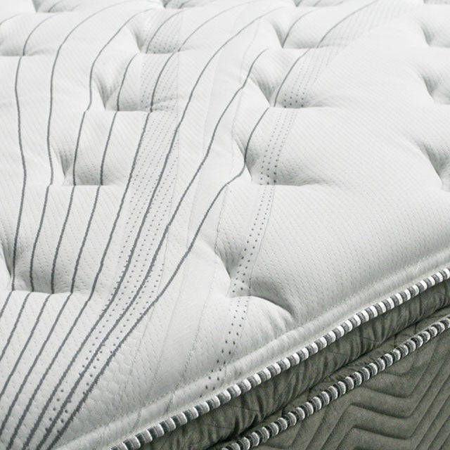 STORMIN White/Gray 13" Euro Pillow Top Mattress, Cal.King - Furniture Center (NY)