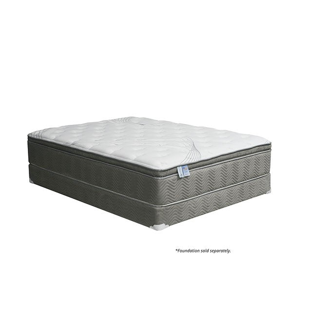 STORMIN White/Gray 13" Euro Pillow Top Mattress, Cal.King - Furniture Center (NY)