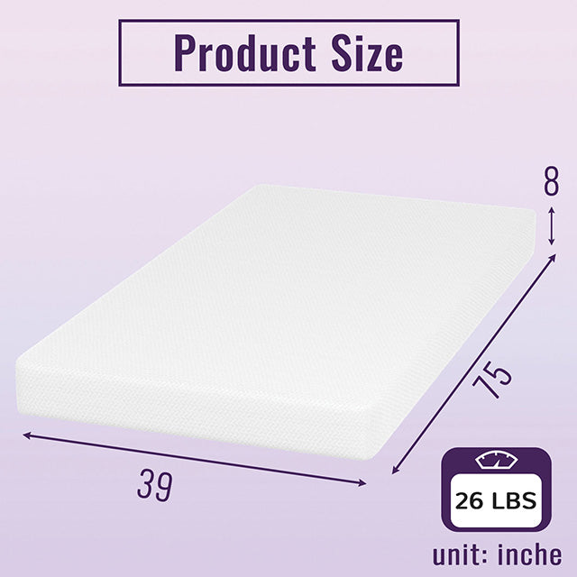 Nasturtium 8" Twin Bamboo Charcoal Infused Memory Foam - Furniture Center (NY)