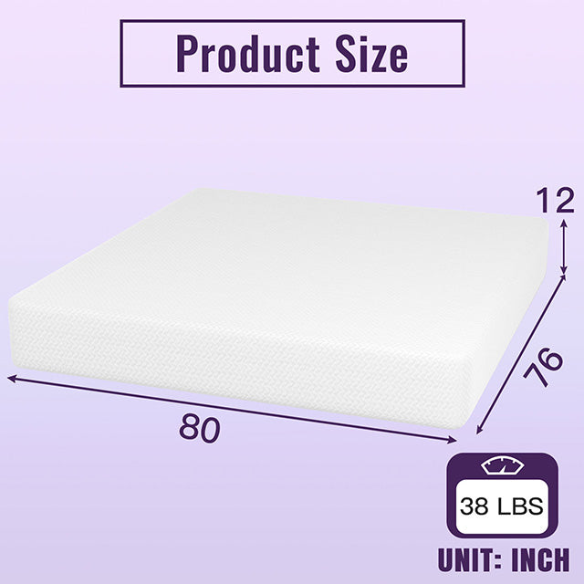 Nasturtium 12" E.King Bamboo Charcoal Infused Memory Foam - Furniture Center (NY)