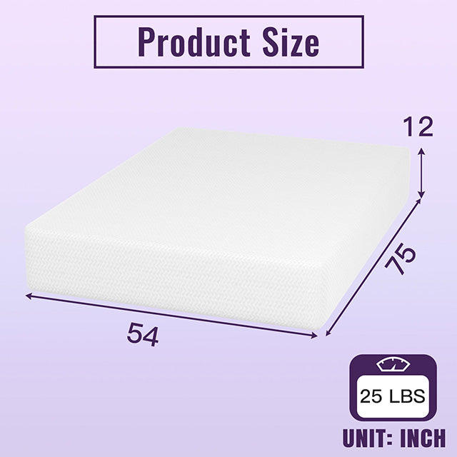 Nasturtium 12" Full Bamboo Charcoal Infused Memory Foam - Furniture Center (NY)