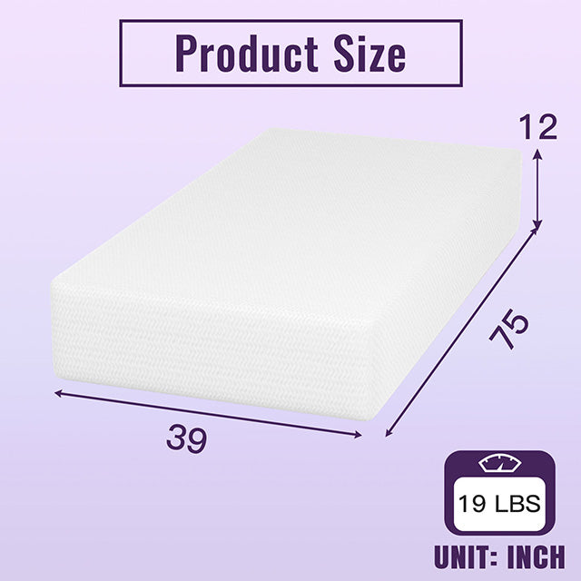 Nasturtium 12" Twin Bamboo Charcoal Infused Memory Foam - Furniture Center (NY)