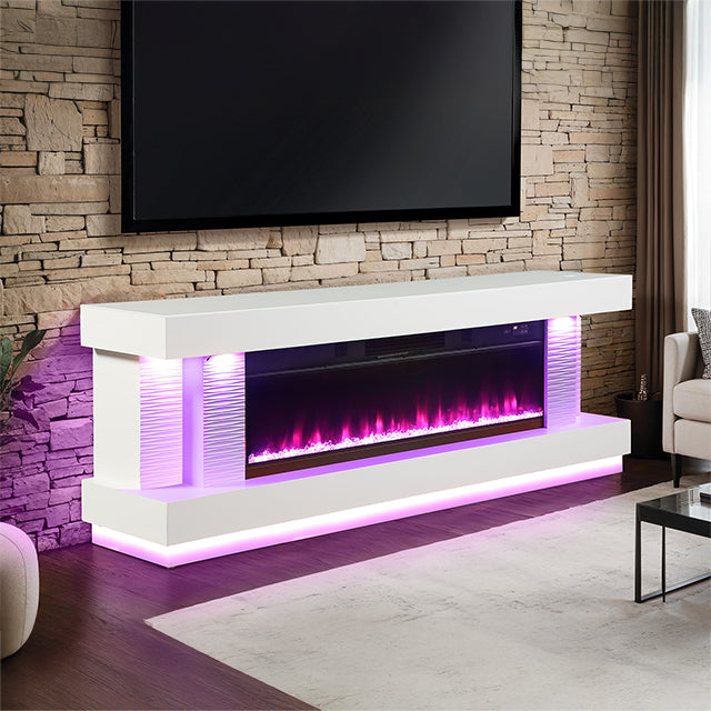 Peseux 71" TV Stand w/ Electric Fire Place - Furniture Center (NY)