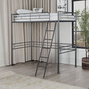 Myles Twin Loft Bed White, Silver & Black