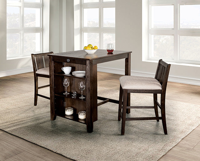 Lescles 3 Pc Counter Ht Set (1 Table + 2 Chairs) - Furniture Center (NY)