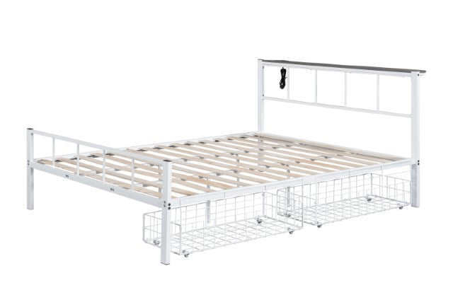 Nicoli Queen Metal Bed With Underbed Storage - Furniture Center (NY)