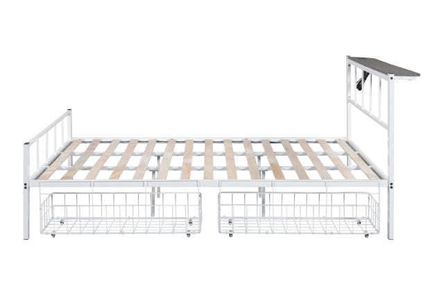 Nicoli Queen Metal Bed With Underbed Storage - Furniture Center (NY)