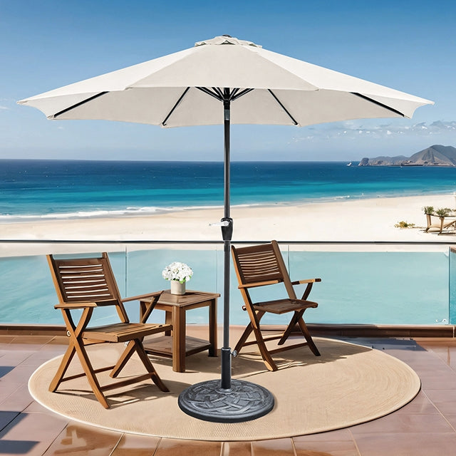 Soli 9' Outdoor Umbrella w/ Auto Tilt + 21" Round Base - Furniture Center (NY)